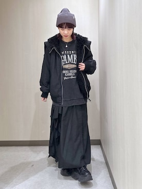 「PAGEBOY（ページボーイ）のラインフリンジティアードスカート/フリルスカート【ウエストゴム・ストレスフリー】（スカート）」を使った、まいてぃさん（レディース・158cm）の秋コーディネート