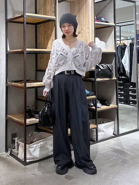 「PAGEBOY（ページボーイ）のプラットチャンキースニーカー（スニーカー、ブラック系）」を使った、まいてぃさん（レディース・158cm）の春コーディネート
