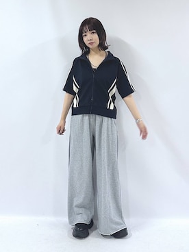 「アイテム（ノーカラージャケット）」を使った、まいてぃさん（レディース・158cm）の夏コーディネート