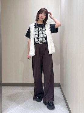 「PAGEBOY（ページボーイ）のサイドタックルーズウラケパンツ/イージーパンツ【4color・2size】（スウェットパンツ）」を使った、まいてぃさん（レディース・158cm・20代）の夏コーディネート