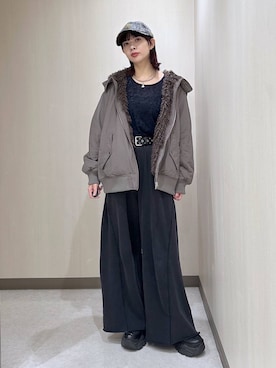 「PAGEBOY（ページボーイ）のサイドタックルーズウラケパンツ/イージーパンツ【4color・2size】（スウェットパンツ）」を使った、まいてぃさん（レディース・158cm）の秋コーディネート