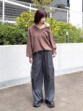 「PAGEBOY（ページボーイ）の【選べる着丈/前後2WAY/マシンウォッシャブル】マルチWAYネックプルオーバー/ニット（ニット/セーター）」を使った、まいてぃさん（レディース・158cm）の秋コーディネート