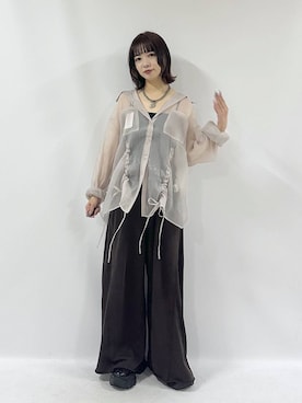 「PAGEBOY（ページボーイ）のサイドタックルーズウラケパンツ/イージーパンツ【4color・2size】（スウェットパンツ）」を使った、まいてぃさん（レディース・158cm・20代）の秋コーディネート