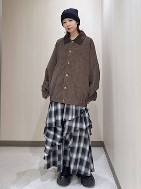 「PBLIM（ページボーイリム）の《UNISEX》ソフトスウェードブルゾン（ブルゾン）」を使った、まいてぃさん（レディース・158cm）の秋コーディネート