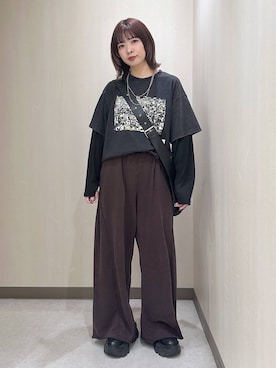 「PAGEBOY（ページボーイ）のサイドタックルーズウラケパンツ/イージーパンツ【4color・2size】（スウェットパンツ）」を使った、まいてぃさん（レディース・158cm・20代）の夏コーディネート