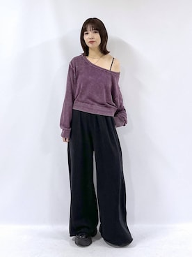 「PAGEBOY（ページボーイ）のサイドタックルーズウラケパンツ/イージーパンツ【4color・2size】（スウェットパンツ）」を使った、まいてぃさん（レディース・158cm・20代）の秋コーディネート