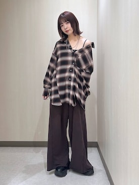 「PAGEBOY（ページボーイ）のサイドタックルーズウラケパンツ/イージーパンツ【4color・2size】（スウェットパンツ）」を使った、まいてぃさん（レディース・158cm・20代）の夏コーディネート
