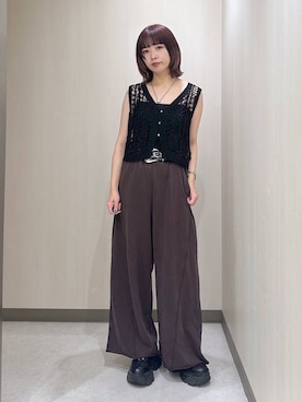 「PAGEBOY（ページボーイ）のサイドタックルーズウラケパンツ/イージーパンツ【4color・2size】（スウェットパンツ）」を使った、まいてぃさん（レディース・158cm・20代）の夏コーディネート