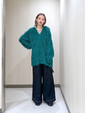 「PAGEBOY（ページボーイ）のモンスターフェザーカーディガン（カーディガン/ボレロ）」を使った、まいてぃさん（レディース・158cm）の秋コーディネート