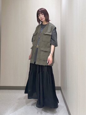 「オーバーサイズ」｜「アイテム（その他アウター）」を使った、まいてぃさん（レディース・158cm）の夏コーディネート
