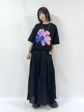 「PAGEBOY（ページボーイ）の【ステンレス素材】ロングボールチェーンネックレス（ネックレス）」を使った、まいてぃさん（レディース・158cm）の夏コーディネート