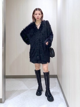 「PAGEBOY（ページボーイ）のモンスターフェザーカーディガン（カーディガン/ボレロ）」を使った、まいてぃさん（レディース・158cm）の秋コーディネート