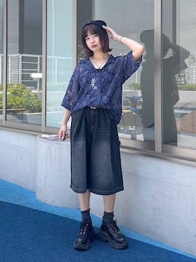 「ベーシック/シンプル」｜「アイテム（アクセサリー）」を使った、まいてぃさん（レディース・158cm）の夏コーディネート