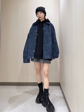 「PBLIM（ページボーイリム）の《UNISEX》ソフトスウェードブルゾン（ブルゾン）」を使った、まいてぃさん（レディース・158cm）の秋コーディネート