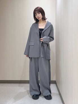 「PAGEBOY（ページボーイ）の【セットアップ対応】チェックMIXジャケット 《2サイズ展開》（テーラードジャケット）」を使った、まいてぃさん（レディース・158cm）の夏コーディネート