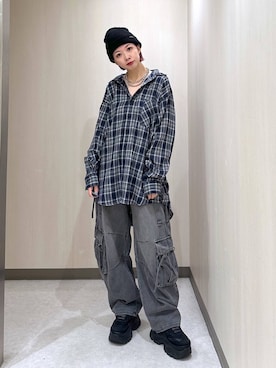 「JEANASIS（ジーナシス）のアイテム（ニットキャップ/ビーニー）」を使った、まいてぃさん（レディース・158cm）の夏コーディネート