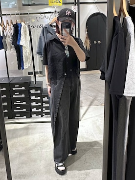 「PAGEBOY（ページボーイ）の≪S/M/Lの3サイズ展開≫ モードバックルスポサン（サンダル、ブラック系）」を使った、まいてぃさん（レディース・158cm）の春コーディネート