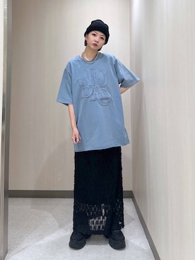 「JEANASIS（ジーナシス）のアイテム（ニットキャップ/ビーニー）」を使った、まいてぃさん（レディース・158cm）の夏コーディネート