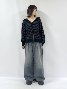 「韓国ファッション」｜「アイテム（パーカー）」を使った、まいてぃさん（レディース・158cm）の秋コーディネート