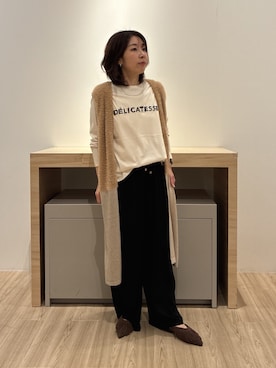 「Jena espace merveilleux（ジェナ　エスパスメルヴェイユ）のアイテム（Tシャツ/カットソー、ホワイト系）」を使った、tanuki0425さん（レディース・154cm）の秋コーディネート