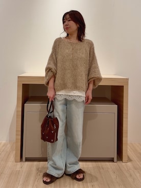 「Jena espace merveilleux（ジェナ　エスパスメルヴェイユ）のアイテム（ニット/セーター、ベージュ系）」を使った、tanuki0425さん（レディース・154cm）の秋コーディネート
