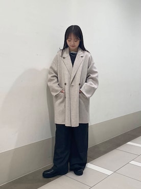 「アイテム（サロペット/オーバーオール、グレー系）」を使った、rikoさん（レディース・154cm）の秋コーディネート
