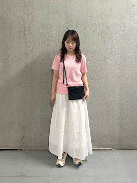 「URBAN RESEARCH DOORS（アーバンリサーチドアーズ）のパッチワーク刺繍スカート（スカート、ホワイト系）」を使った、rikoさん（レディース・154cm）の春コーディネート