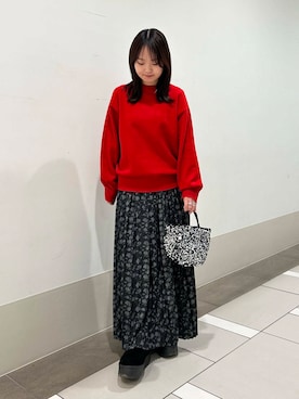 「冬の差し色コーデ」｜rikoさん（レディース・154cm）の冬コーディネート