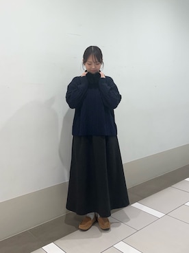 「アイテム（スリッポン）」を使った、rikoさん（レディース・154cm）の冬コーディネート