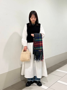 「冬の差し色コーデ」｜rikoさん（レディース・154cm）の冬コーディネート