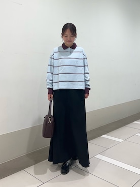「アイテム（ポロシャツ）」を使った、rikoさん（レディース・154cm）の秋コーディネート
