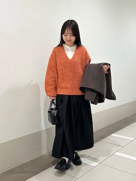 「冬の差し色コーデ」｜rikoさん（レディース・154cm）の冬コーディネート