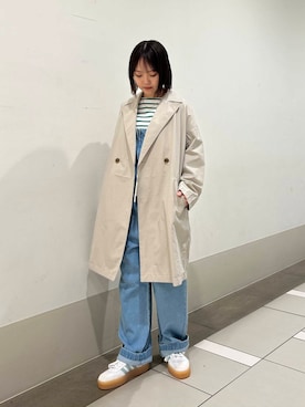 「デニムサロペット」｜「アイテム（ジャケット/アウター）」を使った、rikoさん（レディース・154cm）の冬コーディネート