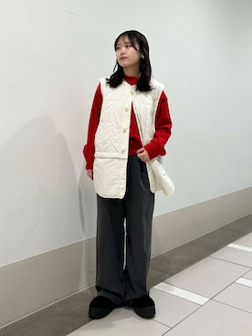 「冬の差し色コーデ」｜rikoさん（レディース・154cm）の冬コーディネート