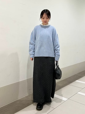 「URBAN RESEARCH DOORS（アーバンリサーチドアーズ）のピンタックフリルスタンドカラーブラウス（シャツ/ブラウス）」を使った、rikoさん（レディース・154cm）の冬コーディネート