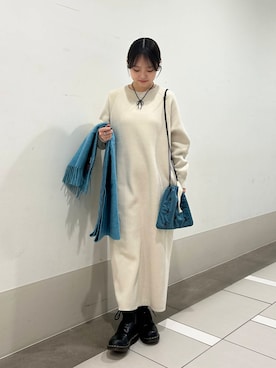 「冬の差し色コーデ」｜rikoさん（レディース・154cm）の冬コーディネート