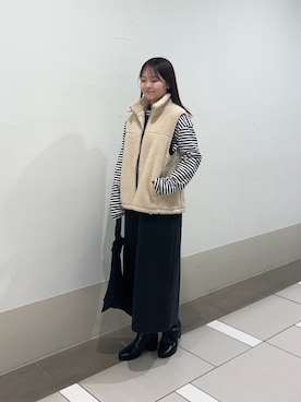 「アイテム（ベスト）」を使った、rikoさん（レディース・154cm・20代）の冬コーディネート