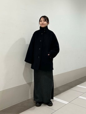 「URBAN RESEARCH DOORS（アーバンリサーチドアーズ）のピンタックフリルスタンドカラーブラウス（シャツ/ブラウス）」を使った、rikoさん（レディース・154cm）の冬コーディネート