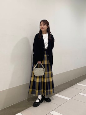 「アイテム（ノーカラージャケット）」を使った、rikoさん（レディース・154cm）の秋コーディネート