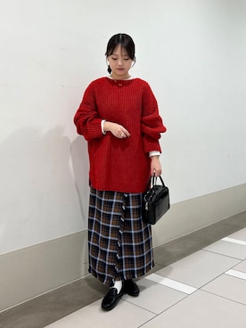 「冬の差し色コーデ」｜rikoさん（レディース・154cm）の冬コーディネート