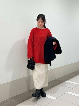 「冬の差し色コーデ」｜rikoさん（レディース・154cm）の冬コーディネート