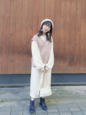 「NET（ネット）のアイテム（ハンチング/ベレー帽）」を使った、yenさん（レディース・156cm）の春コーディネート