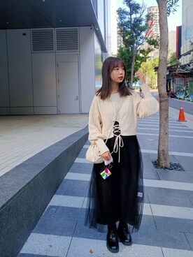 「zootie（ズーティー）のアイテム（ワンピース/ドレス、ブラック系）」を使った、yenさん（レディース・156cm）の冬コーディネート