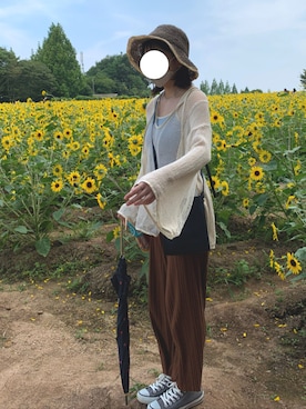 「ひまわり畑」｜「アイテム（パンツ）」を使った、chinana25さん（レディース・155cm）の夏コーディネート