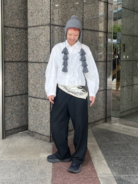 「アイテム（ストール/ショール）」を使った、Rionさん（レディース・163cm）の秋コーディネート