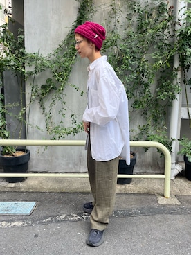 「アイテム（ニットキャップ/ビーニー）」を使った、Rionさん（レディース・163cm）の秋コーディネート