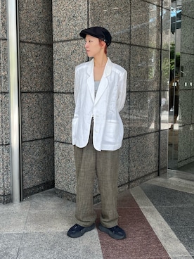 「アイテム（ハンチング/ベレー帽）」を使った、Rionさん（レディース・163cm）の秋コーディネート