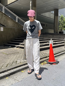 「アイテム（ハンチング/ベレー帽）」を使った、Rionさん（レディース・163cm）の夏コーディネート
