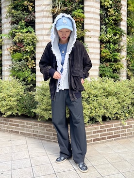 「アイテム（帽子）」を使った、Rionさん（レディース・163cm）の秋コーディネート