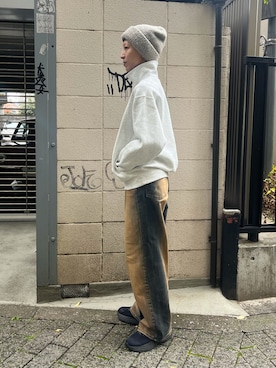 「アイテム（ニットキャップ/ビーニー）」を使った、Rionさん（レディース・163cm）の秋コーディネート